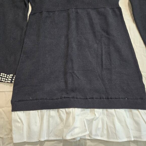 NWT Endless Blu Victoria Sweater Dress Faux Pear Details Sz L Boardroom Chic - Picture 3 of 12